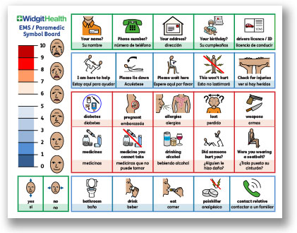 Widgit Health Paramedic EMS Symbol Board